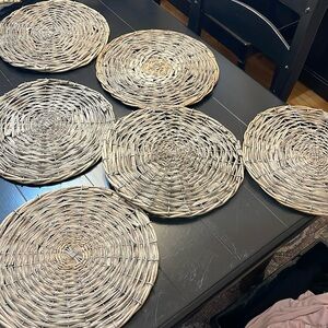 Beautiful woven wooden placemats; 14 inches diameter; set of 6